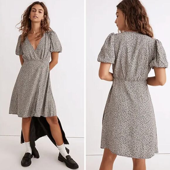 New! Madewell Challis Wrap Mini Dress in Tudor Floral,‎ size 0 - Picture 1 of 16